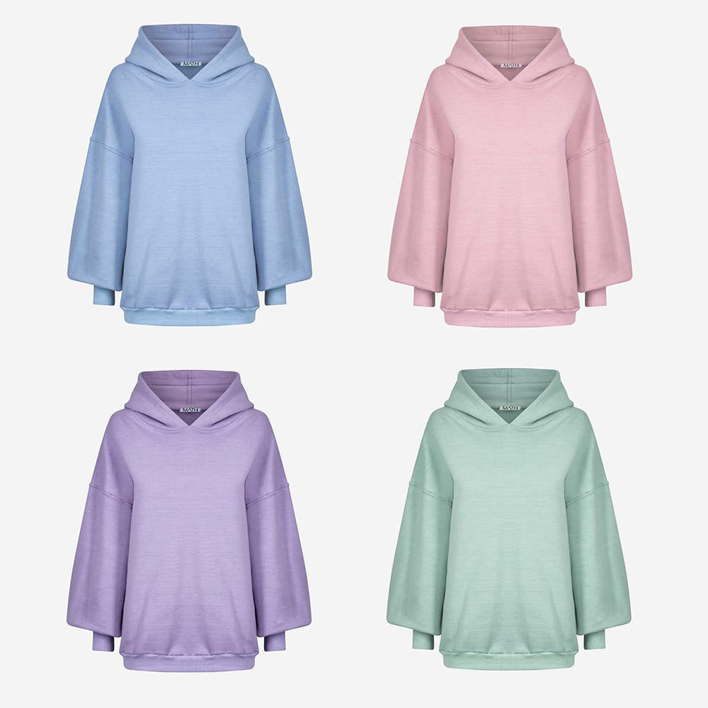 Colour variations of ladies' hoodie